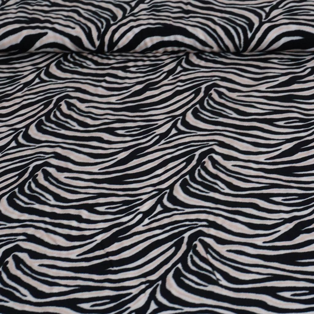 Viskose Druck Animalprint Zebra schwarz hellbeige